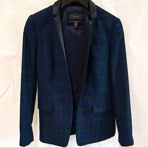 J. Crew Wool Tartan plaid, navy and forest green riding jacket.